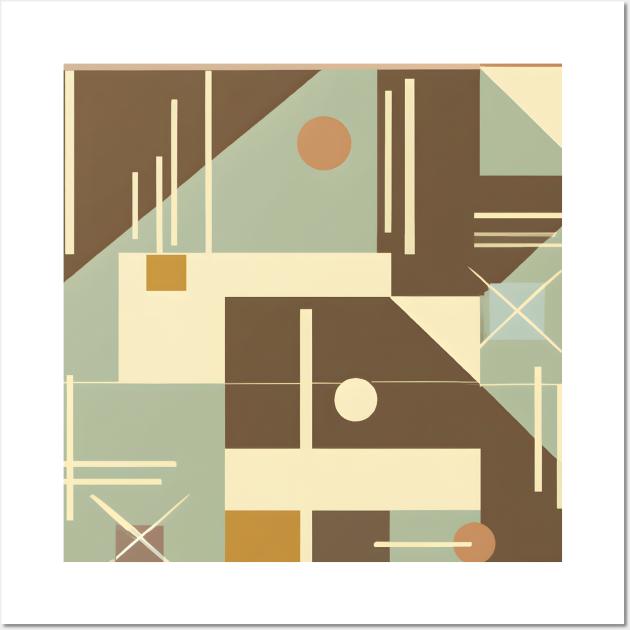 Earthy Tones in Abstract Shapes: Vintage-Inspired Geometric Design. Wall Art by Zenflow